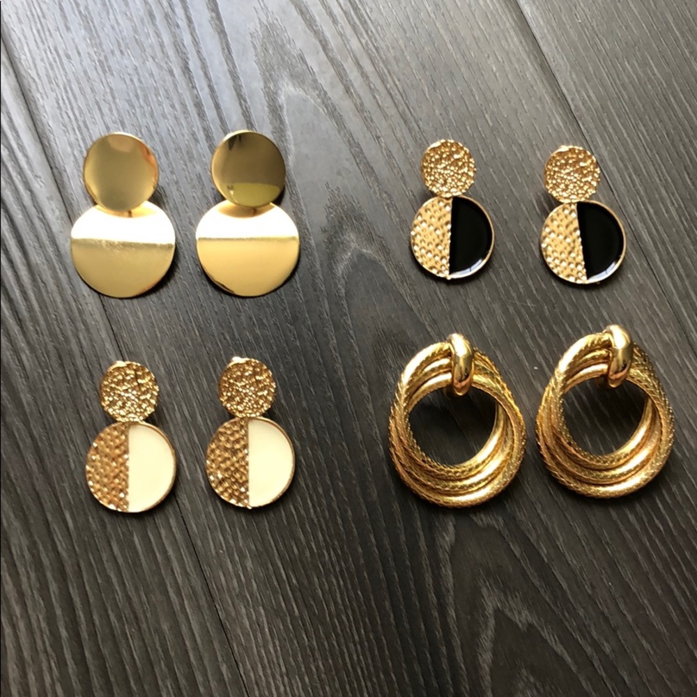 Set of new trendy gold earrings - Picture 2 of 11